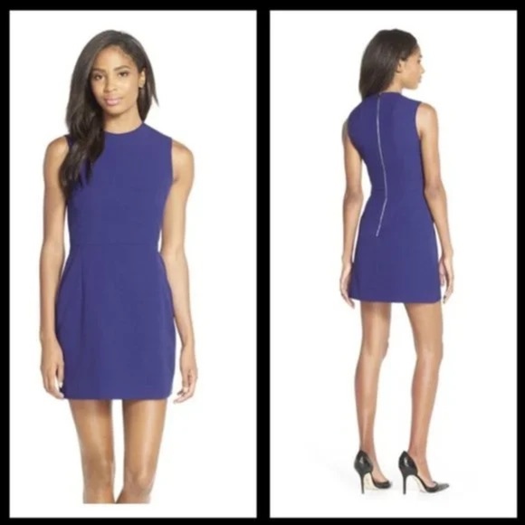 FRENCH CONNECTION Whisper Sundae Solid Mini Sheath Dress cobalt blue